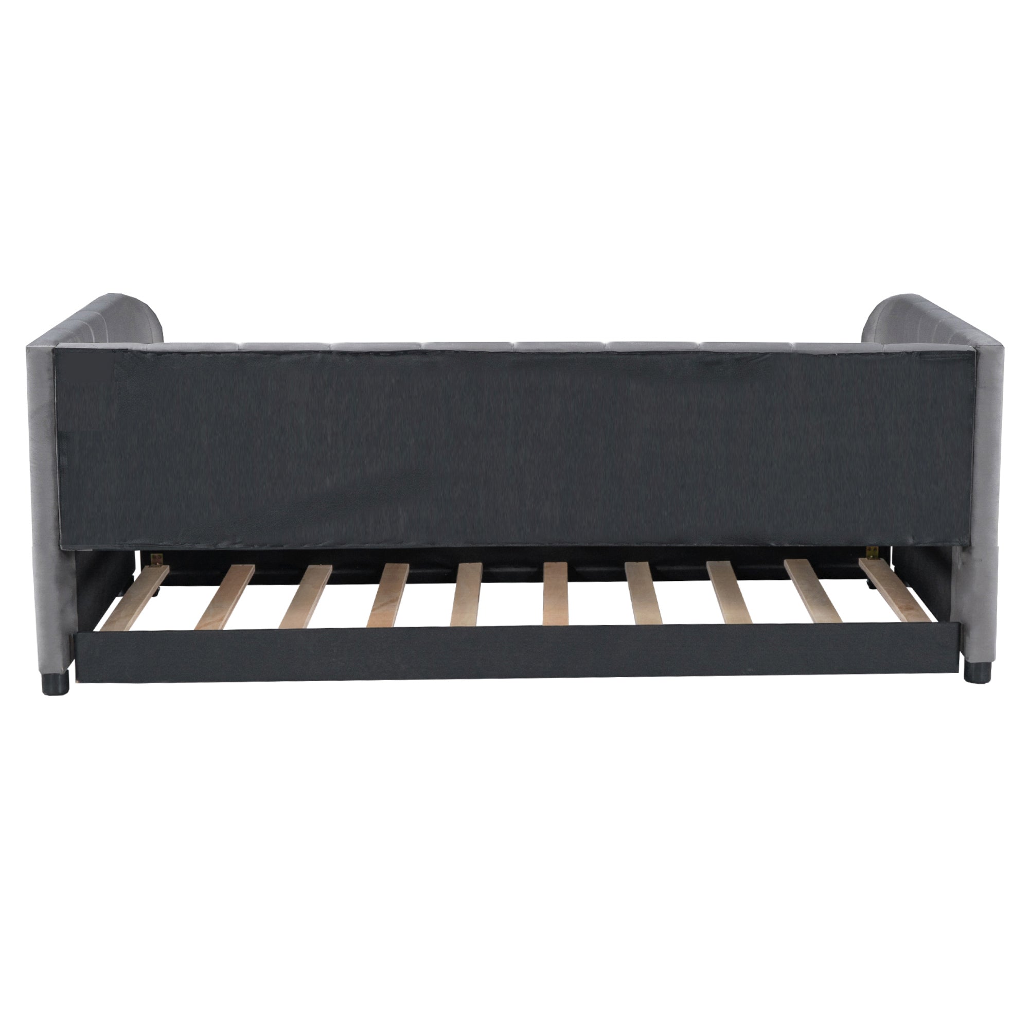 Twin Size Upholstered Daybed with Ergonomic Design Backrest and Trundle, Gray - Atlantic Fine Furniture Melbourne FL