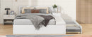 Full Size Wood Storage Hydraulic Platform Bed with Twin Size Trundle, Side Table and Lounge, White