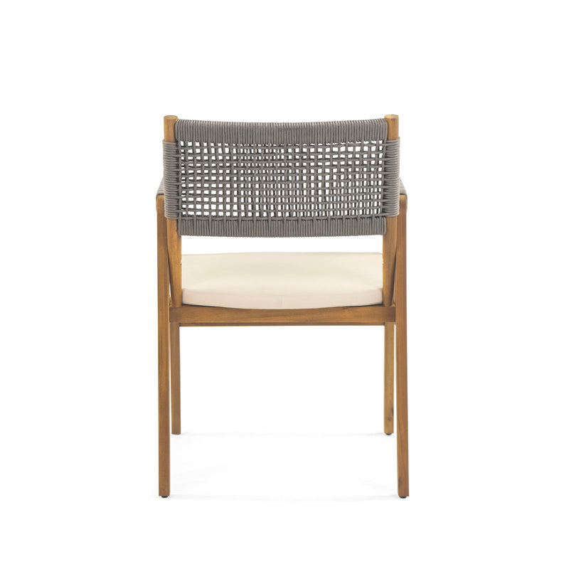 Outdoor Acacia Wood Dining Armchair With Cushion (Set of 2)