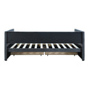 Twin Size Corduroy Daybed with Two Drawers and Wood Slat, Gray