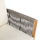 2 Pieces Outdoor Acacia Furniture Set, Woven Rope Outdoor Patio Loveseat, 2 Seat Deep Seating Group With Cushions And Coffee Table For Porch - Teak / Gray / Beige