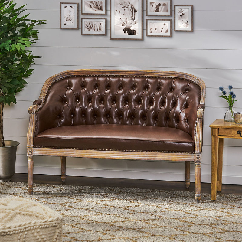 French Country Chesterfield Style Tufted Loveseat