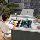 Outdoor Double Bowl Drop In Sink With Workstation - Brushed Nickel
