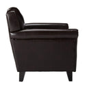 Upholstered Club Chair With Button Tufted Back Rest - Brown