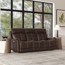 View - Power Reclining Sofa With Console, Power Headrest & Lumbar