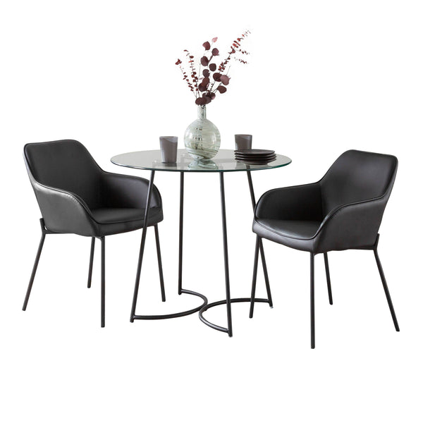 Cece Daniella - 3 Piece Contemporary Dining Set - Black / Clear / Black