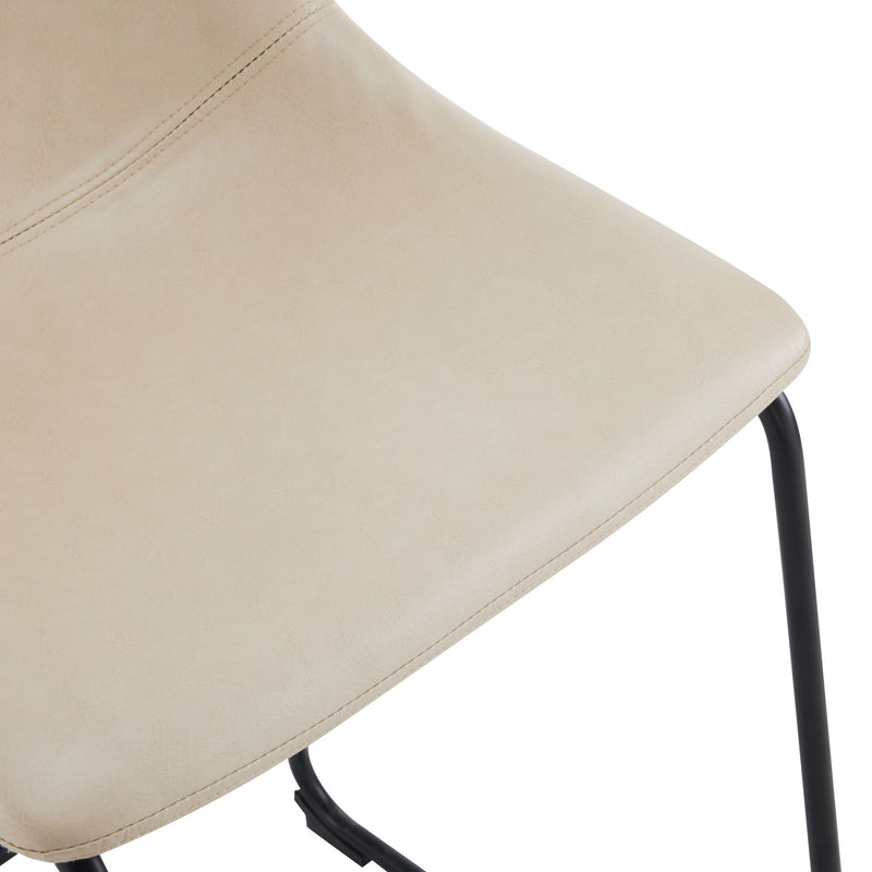 Vintage Style Armless Industrial Counter Stool With Metal Legs And Footrest For Kitchen Island, Cafe, Pub, Bar Counter (Set of 2) - Cream / Black