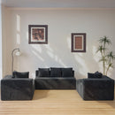 Modular U-Shaped Sectional Sofa, 4 Seater Chaise Lounge With Reversible Design Striped - Black