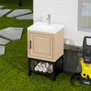 Modern Freestanding Bathroom Vanity With Ceramic Sink, Hot And Cold Faucet, 1 Door Cabinet & Open Shelf