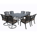 Square 8 Person 63.98" Long Dining Set With Dupione Brown Cushions