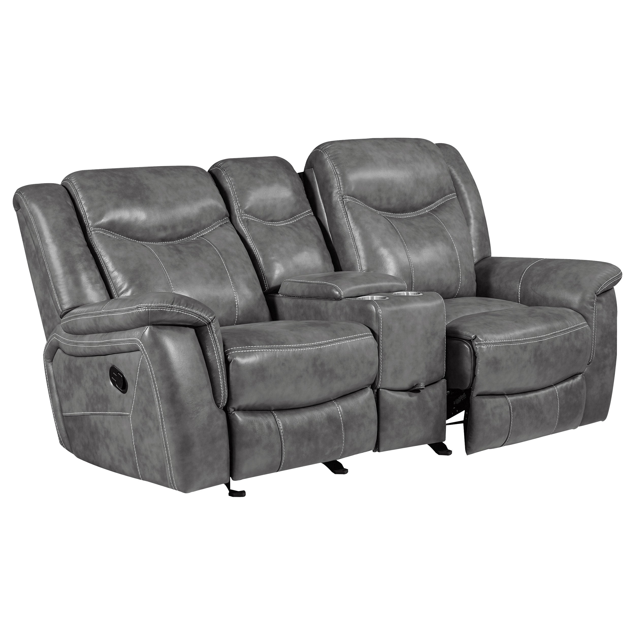 Conrad Upholstered Padded Arm Glider Loveseat Grey — view 3