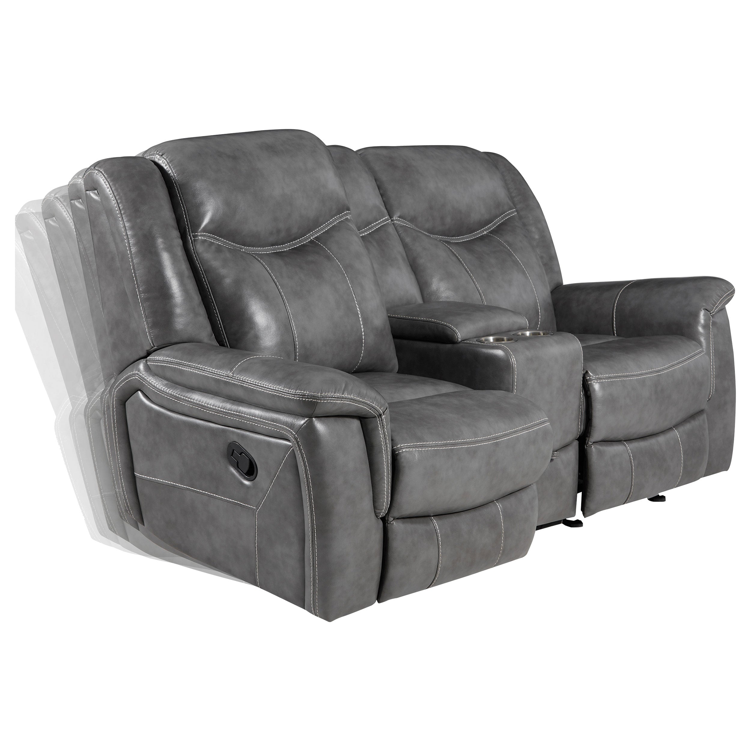 Conrad Upholstered Padded Arm Glider Loveseat Grey — view 4