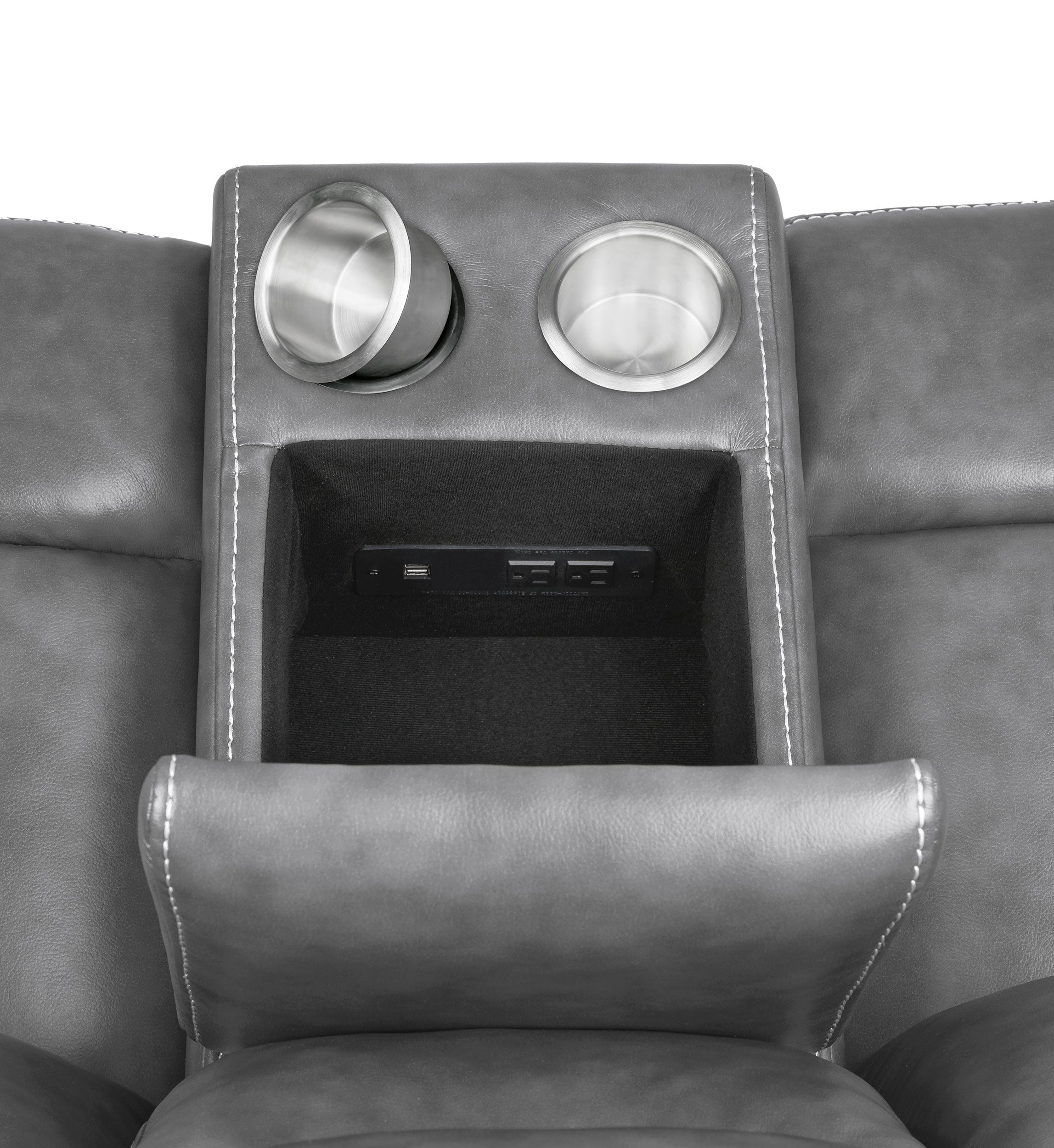 Conrad Upholstered Padded Arm Glider Loveseat Grey — view 9