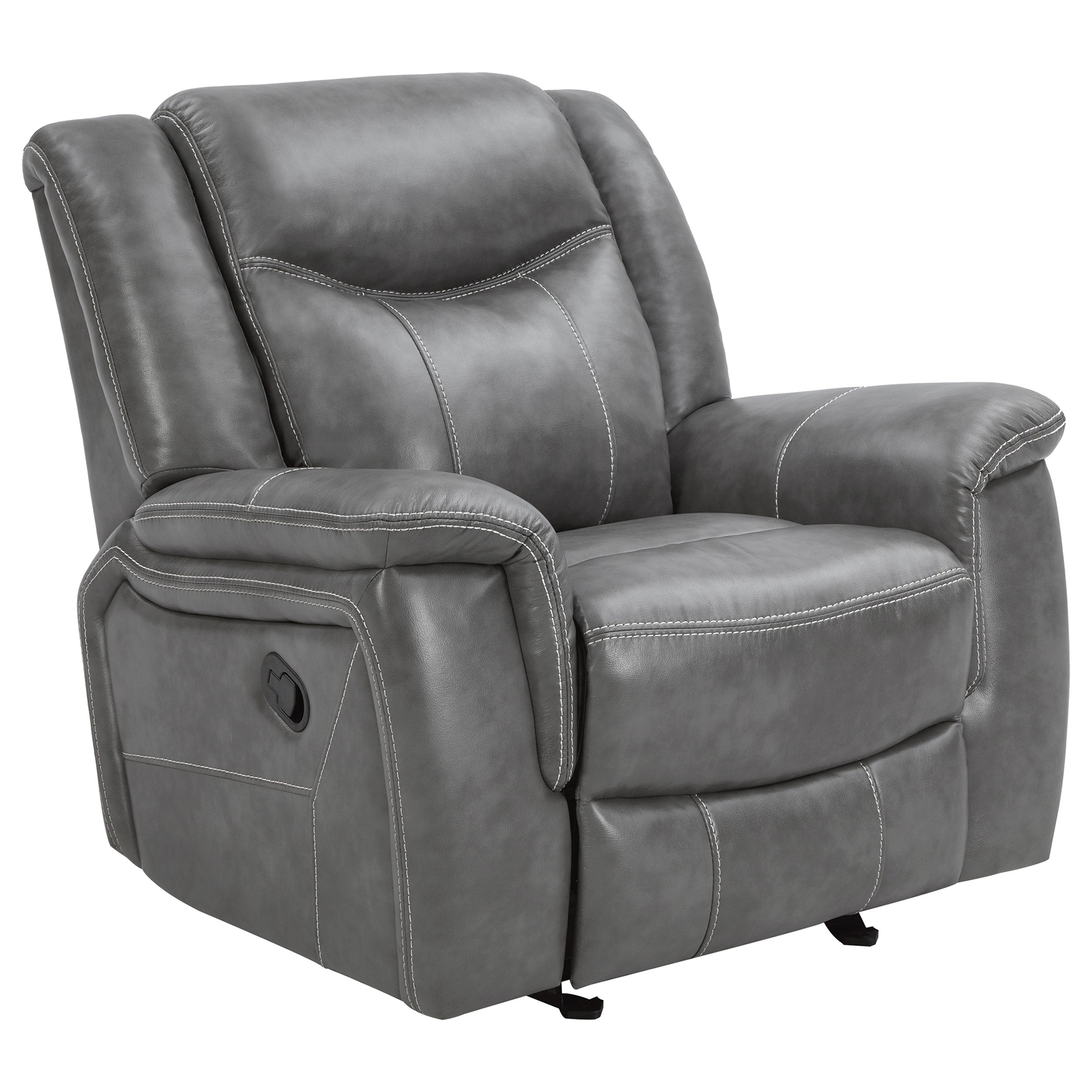 Conrad Upholstered Padded Arm Glider Recliner Grey — view 1