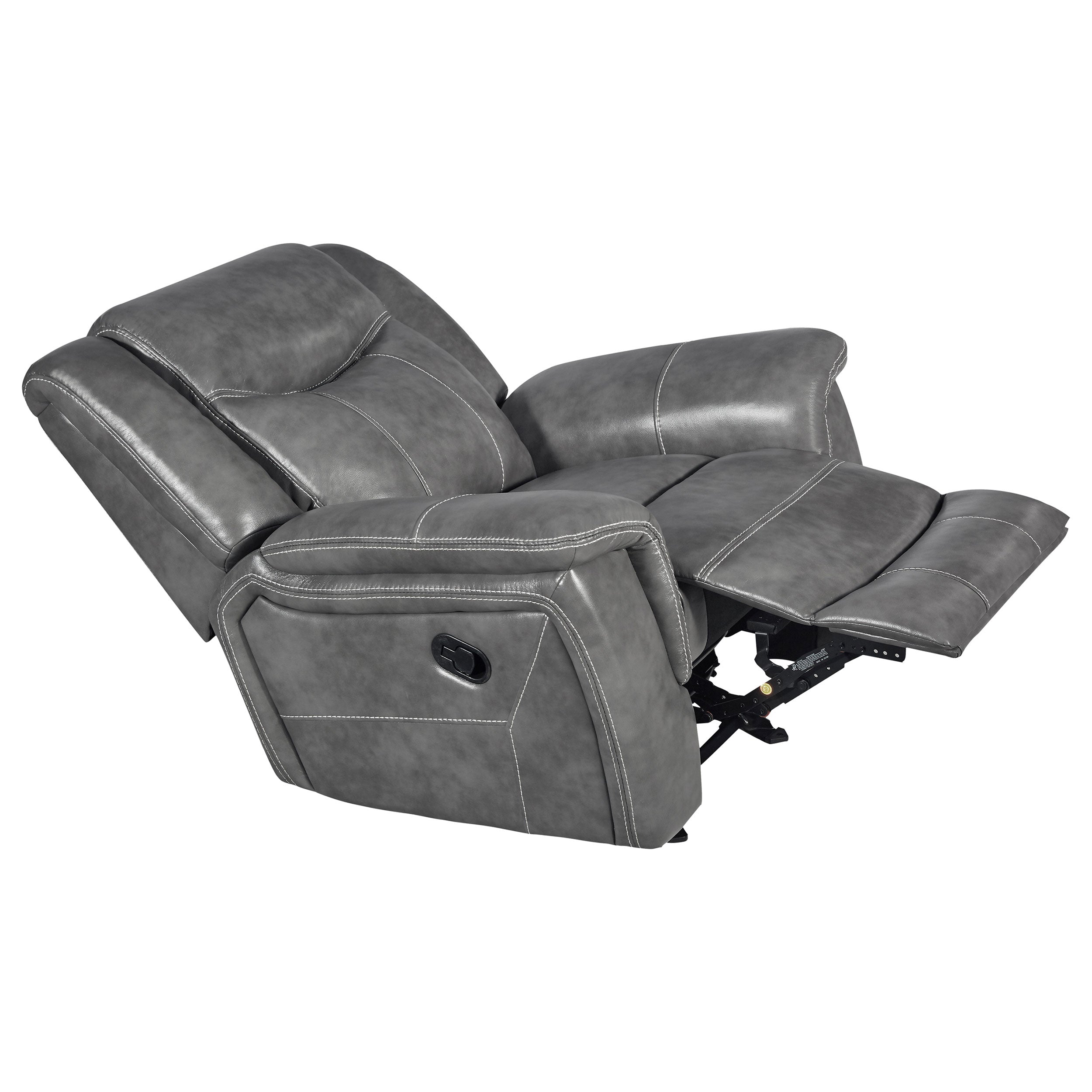 Conrad Upholstered Padded Arm Glider Recliner Grey — view 5