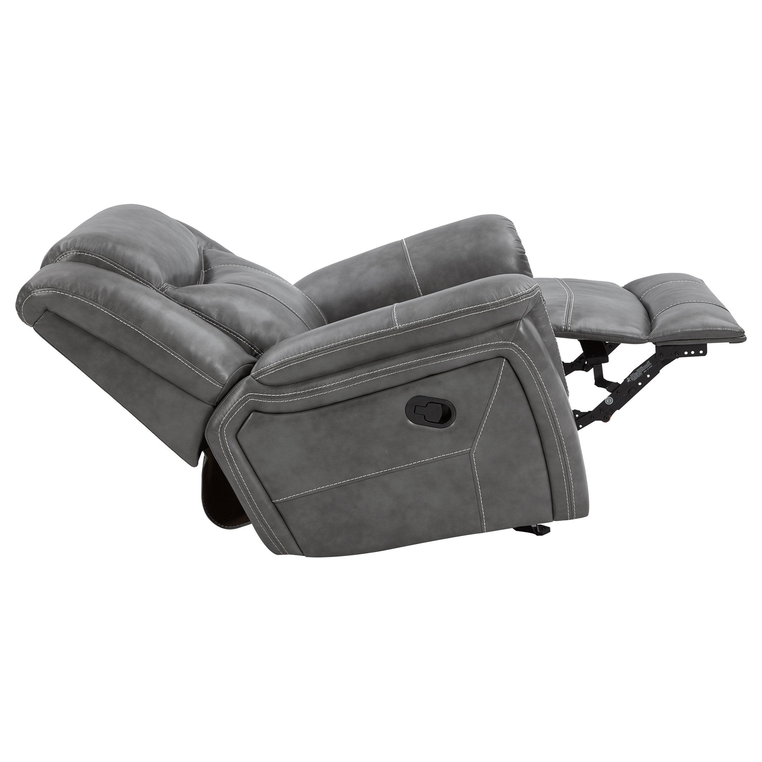Conrad Upholstered Padded Arm Glider Recliner Grey — view 6