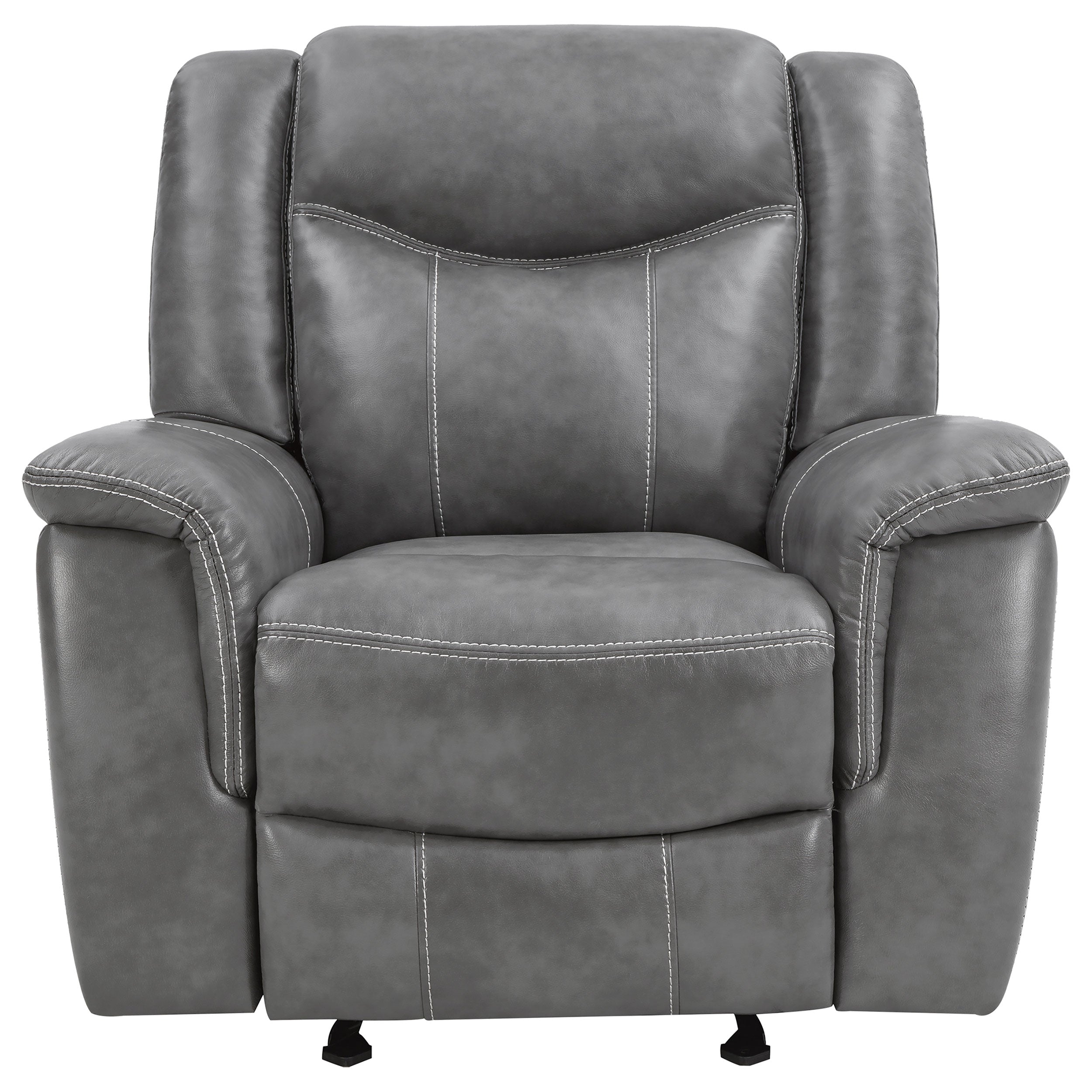 Conrad Upholstered Padded Arm Glider Recliner Grey — view 7