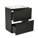 Fluted Bathroom Vanity With Ceramic Sink, Soft Close Slides