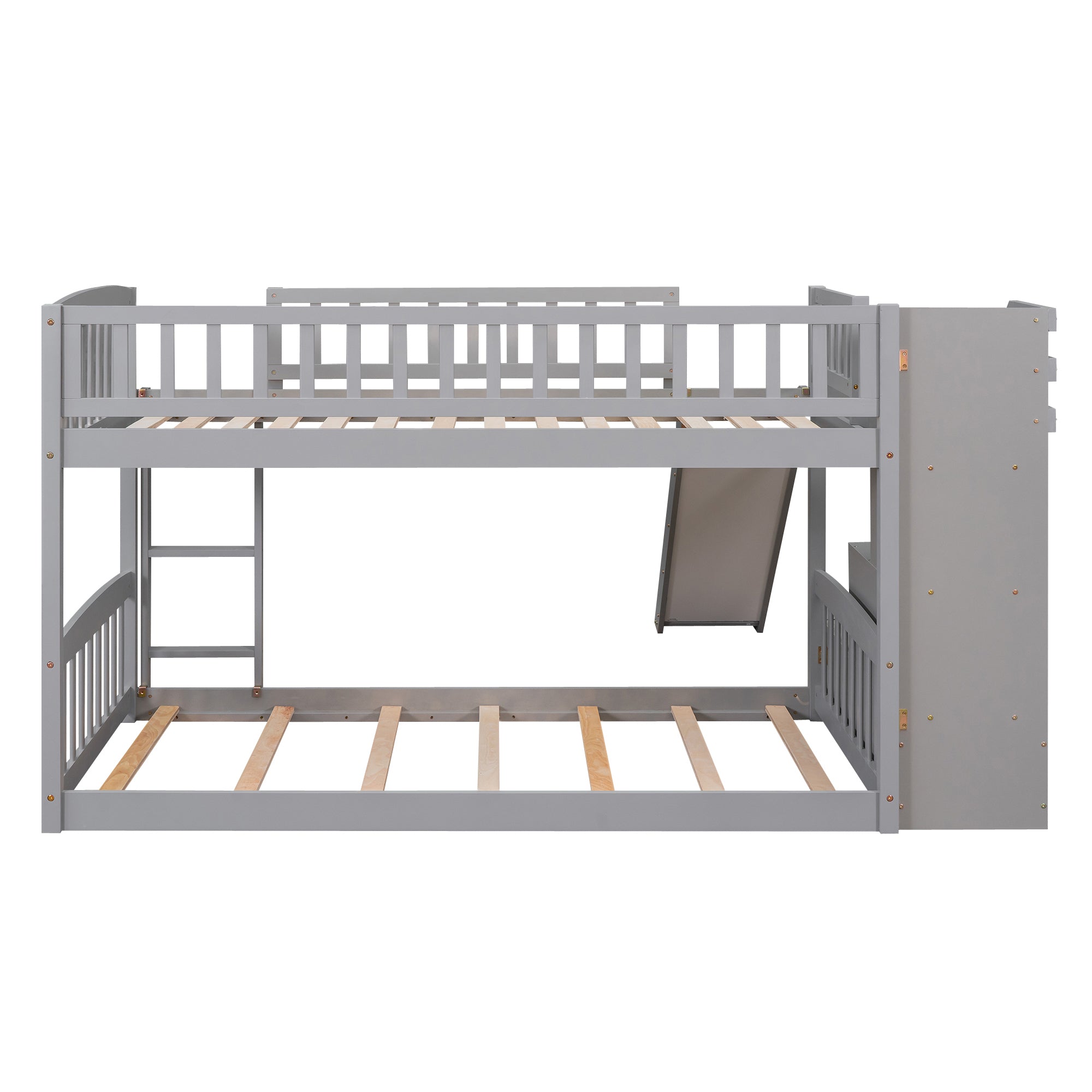 Stairway Twin over Twin Bunk Bed with Two Drawers and Slide, Gray(OLD SKU :LT000155AAE) - Atlantic Fine Furniture Melbourne FL