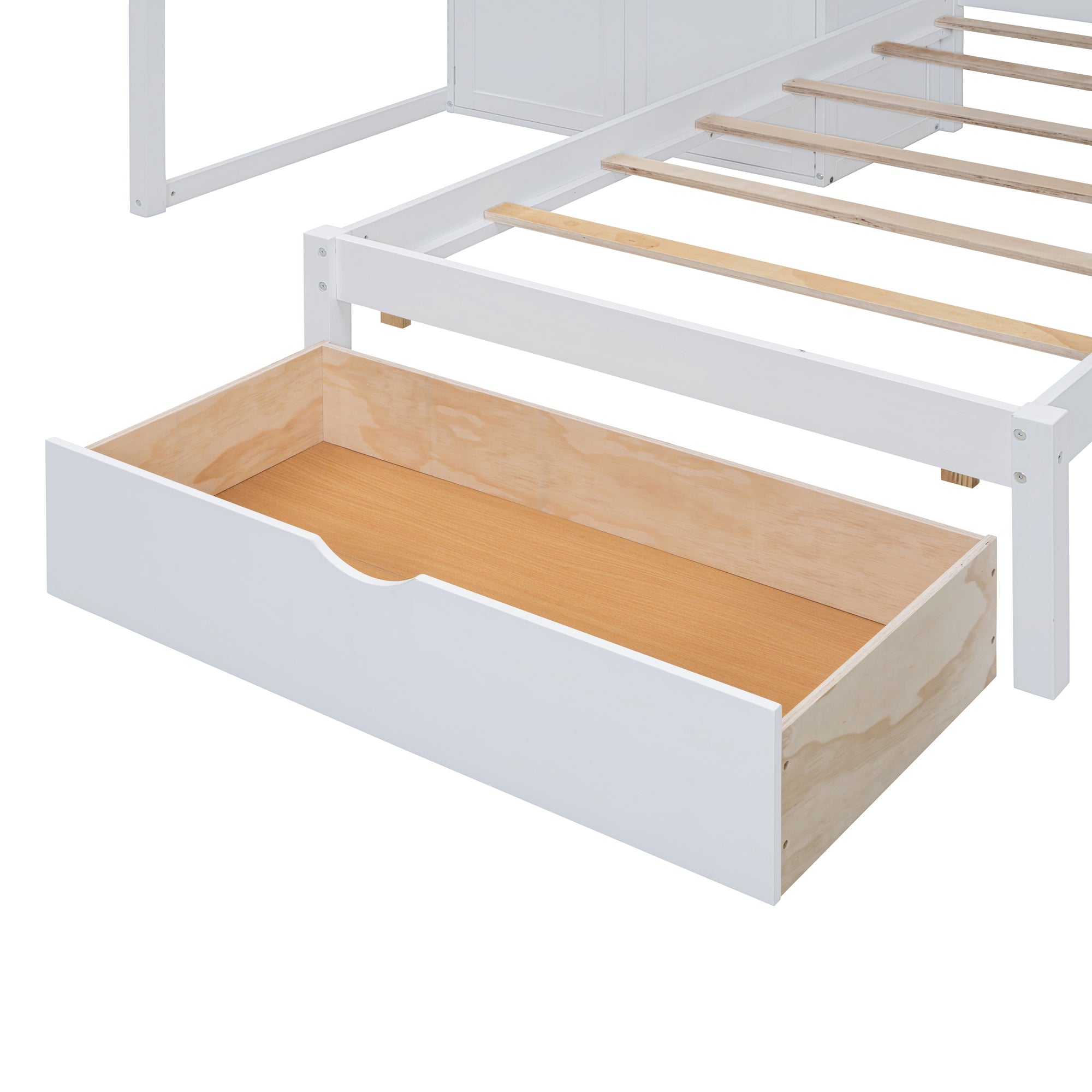 Full Over Twin Bunk Bed with Wardrobe, Drawers, White - Atlantic Fine Furniture Melbourne FL