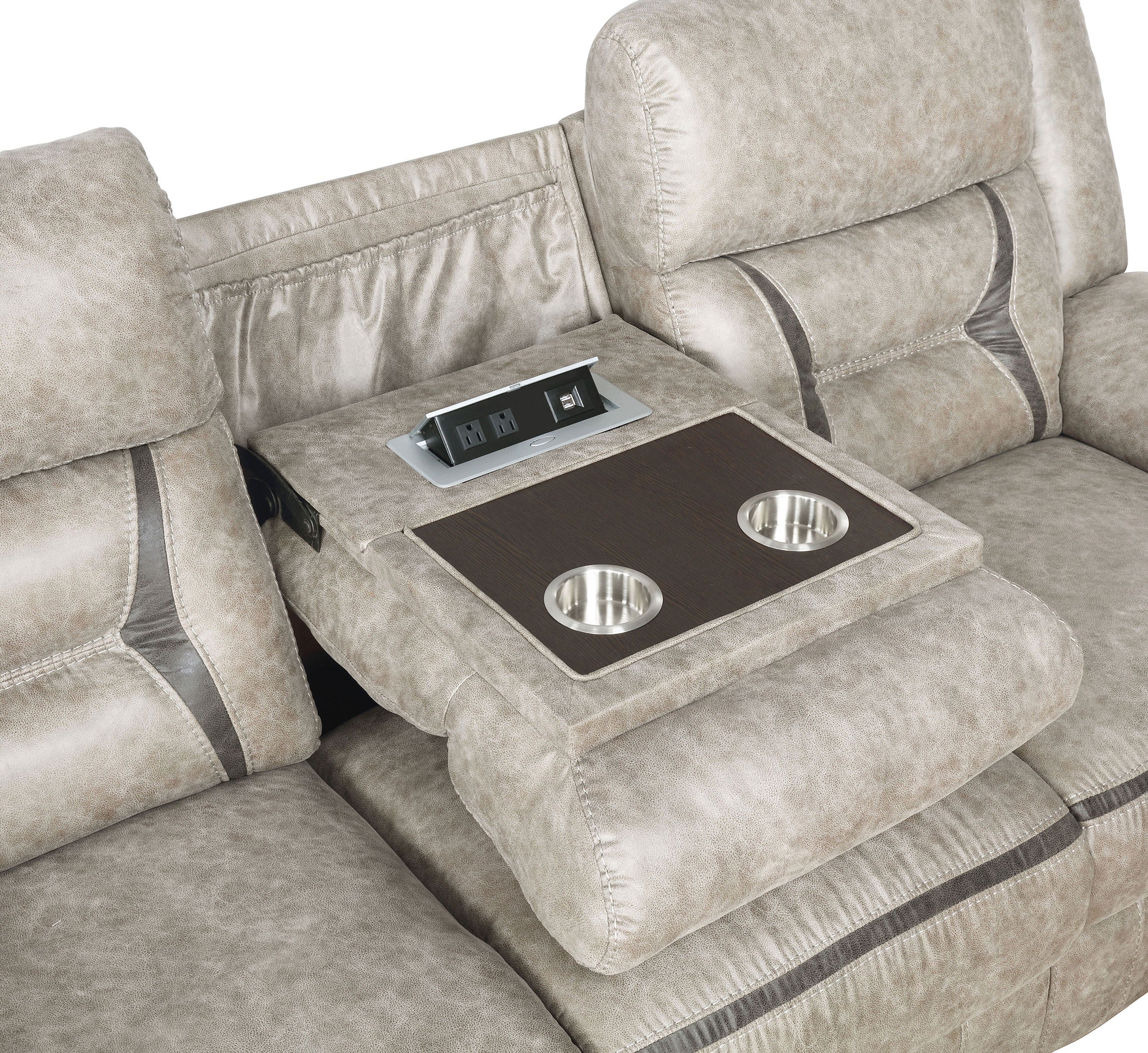 Greer 2-piece Upholstered Reclining Sofa Set Taupe — view 8