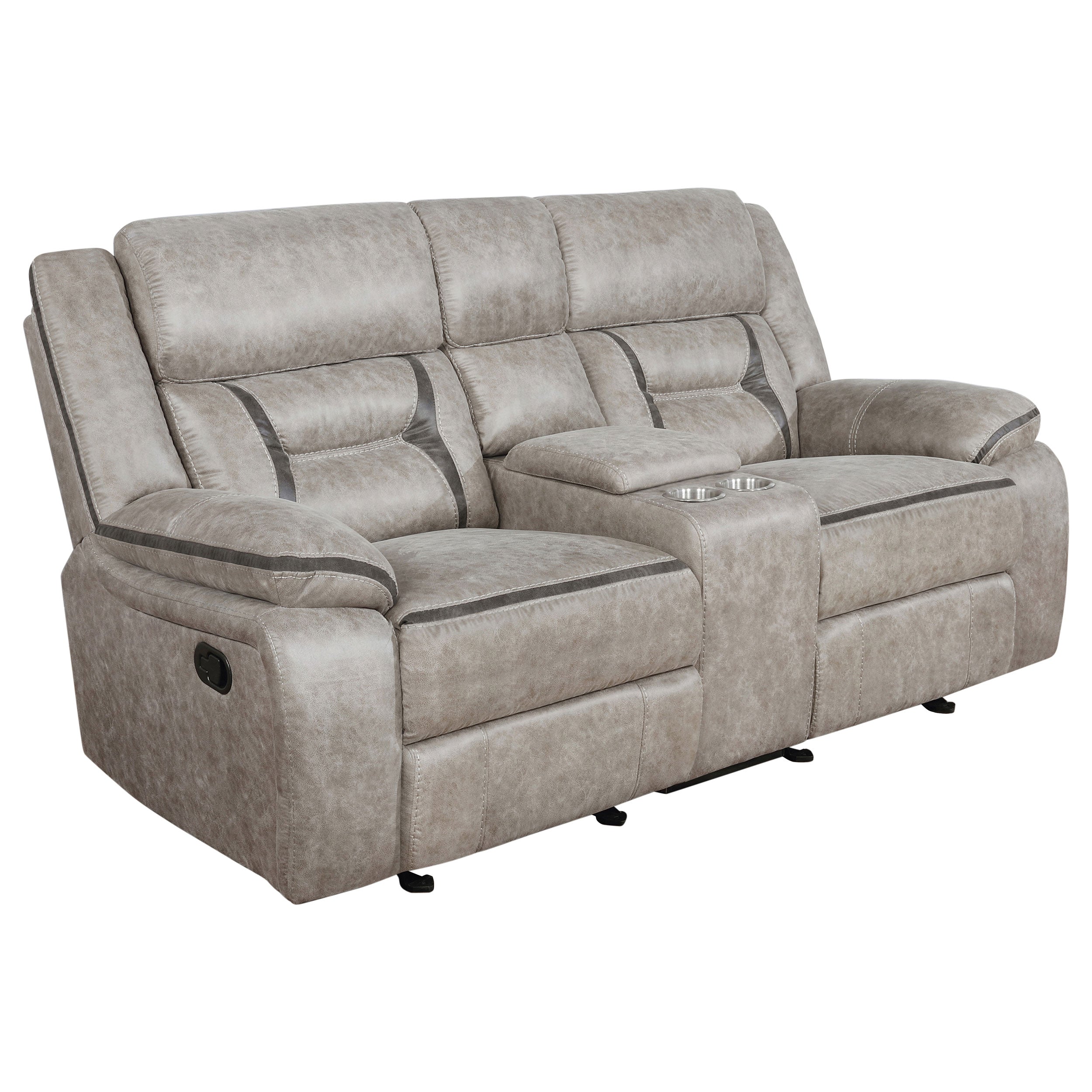 Greer 3-piece Upholstered Reclining Sofa Set Taupe — view 6