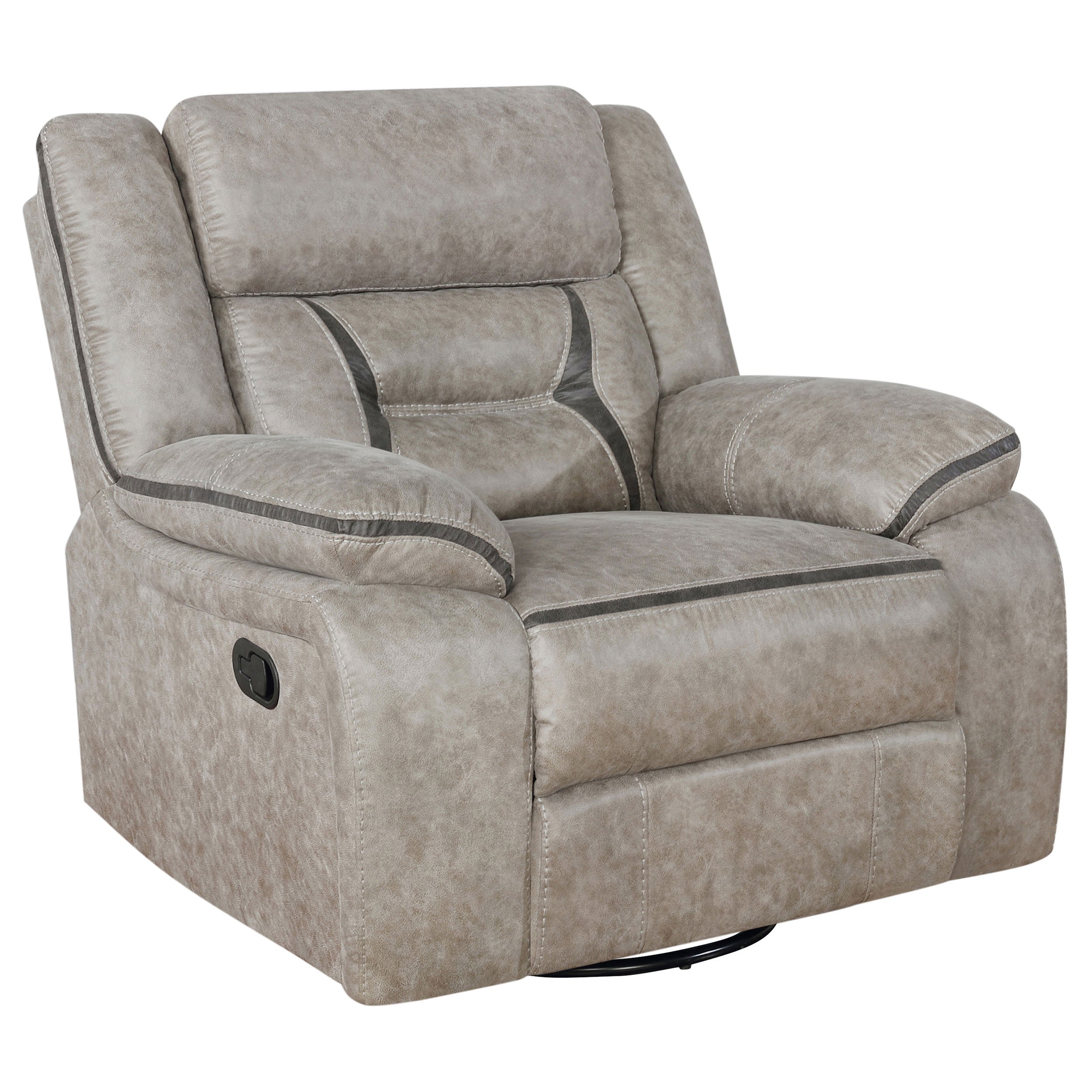 Greer Upholstered Swivel Glider Recliner Chair Taupe — view 1