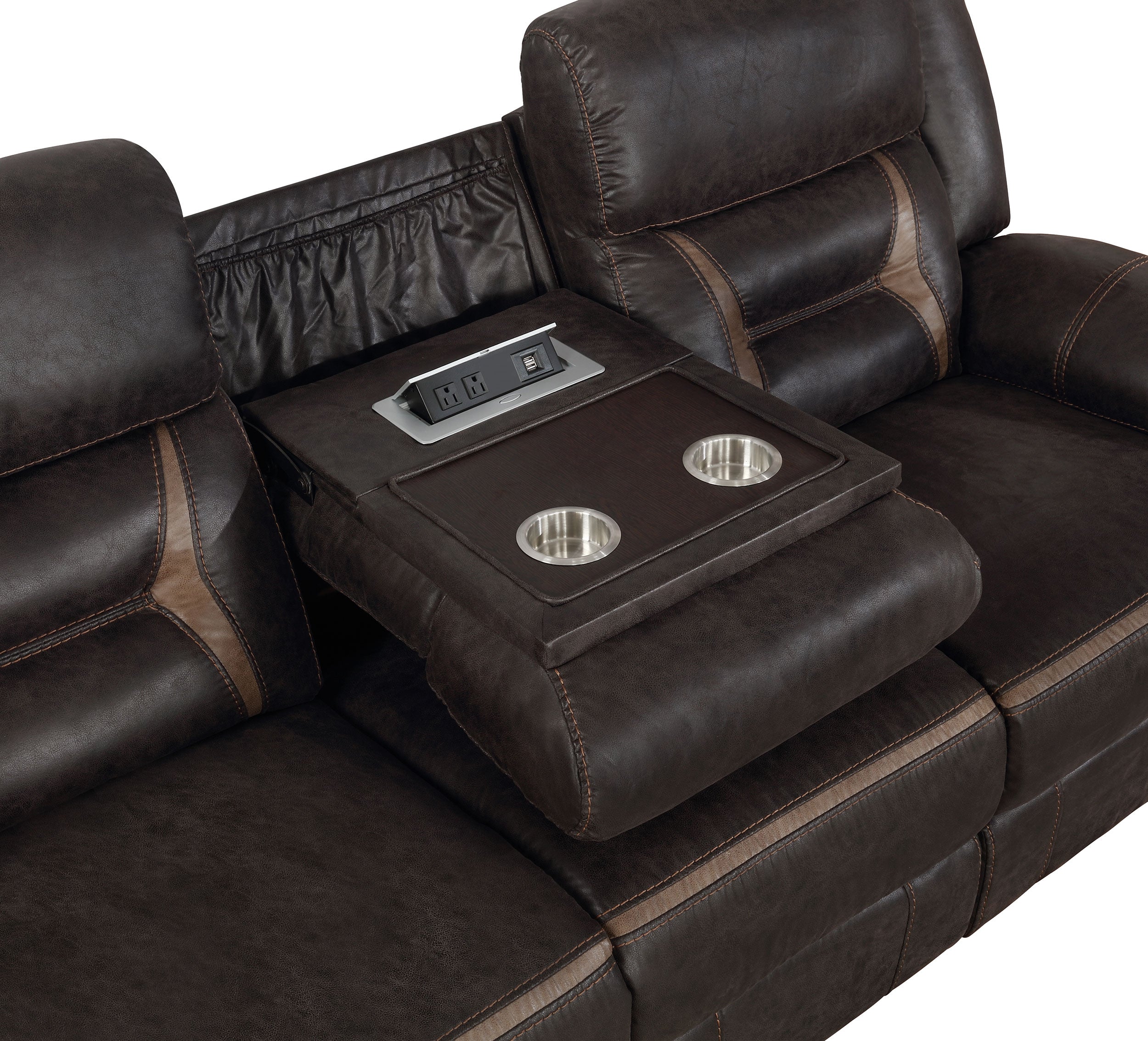 Greer 2-piece Upholstered Reclining Sofa Set Brown — view 7