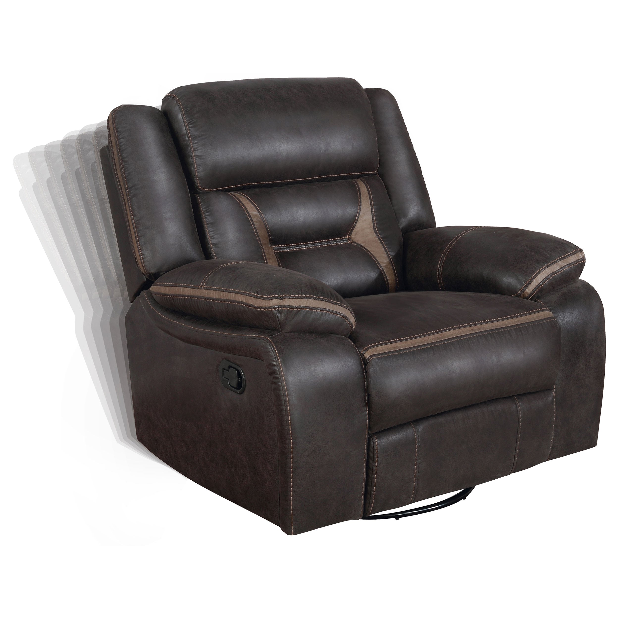 Greer Upholstered Swivel Glider Recliner Chair Brown — view 4