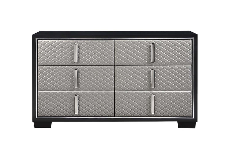 Nicola - Dresser - Silver PU & Black Finish