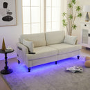 Chenille 2 Seater Sofa With LED Light, USB Charging Port, And Storage Bag
