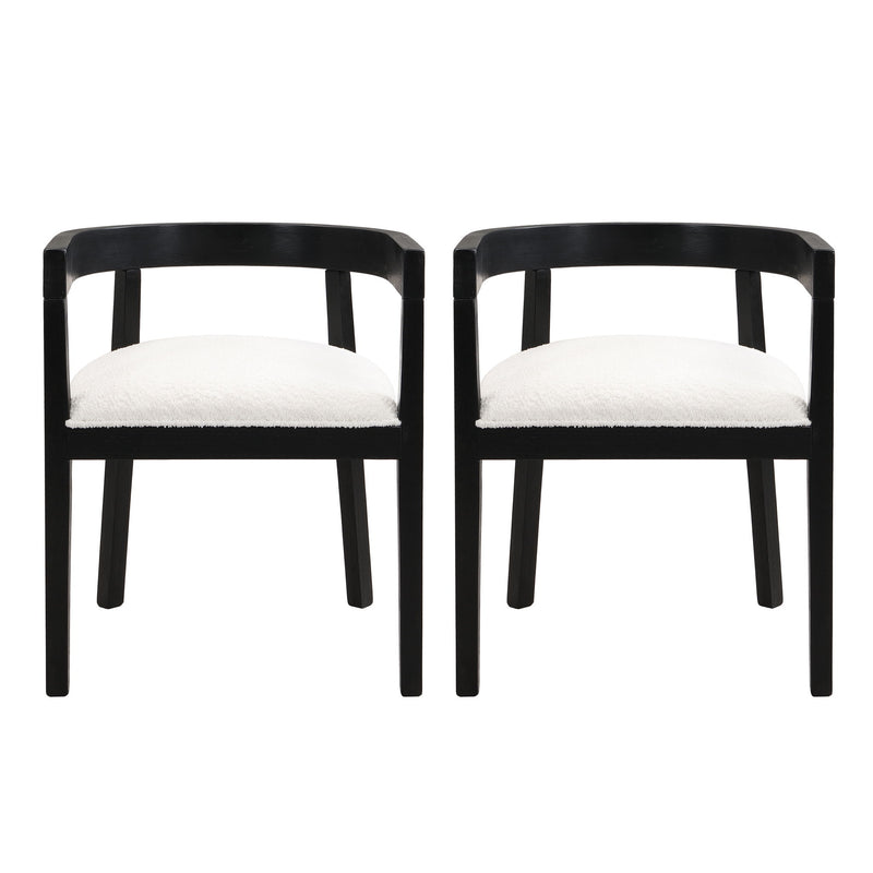 Elegant 7 Piece Dining Set With Cushioned Seats - Beige / Black