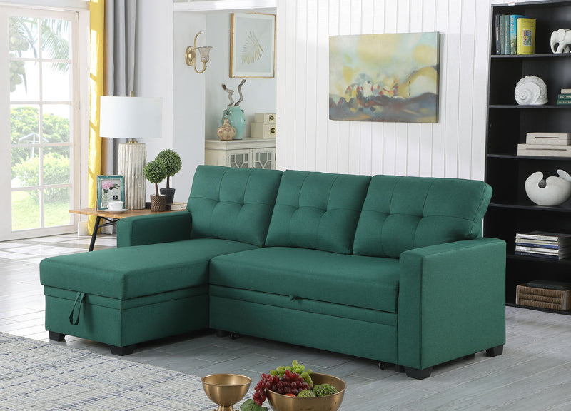 Upholstered Cushions Pull Out Sectional Sofa With Chaise