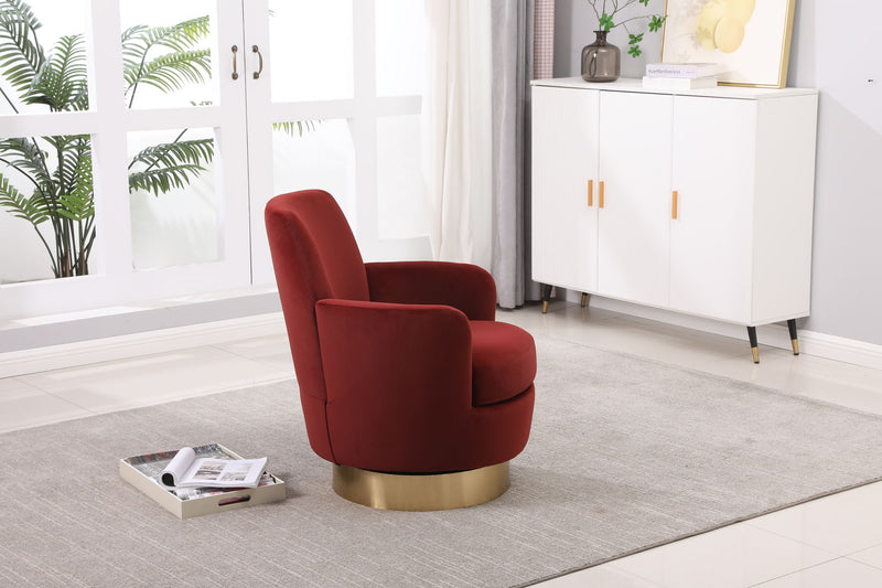 Swivel Barrel Chair, Swivel Accent Chairs Armchair For Living Room, Reading Chairs For Bedroom Comfy, Round Barrel Chairs With Gold Stainless Steel Base