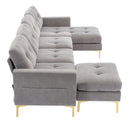 Modern L - Shape Convertible Sectional Sofa With Movable Ottoman