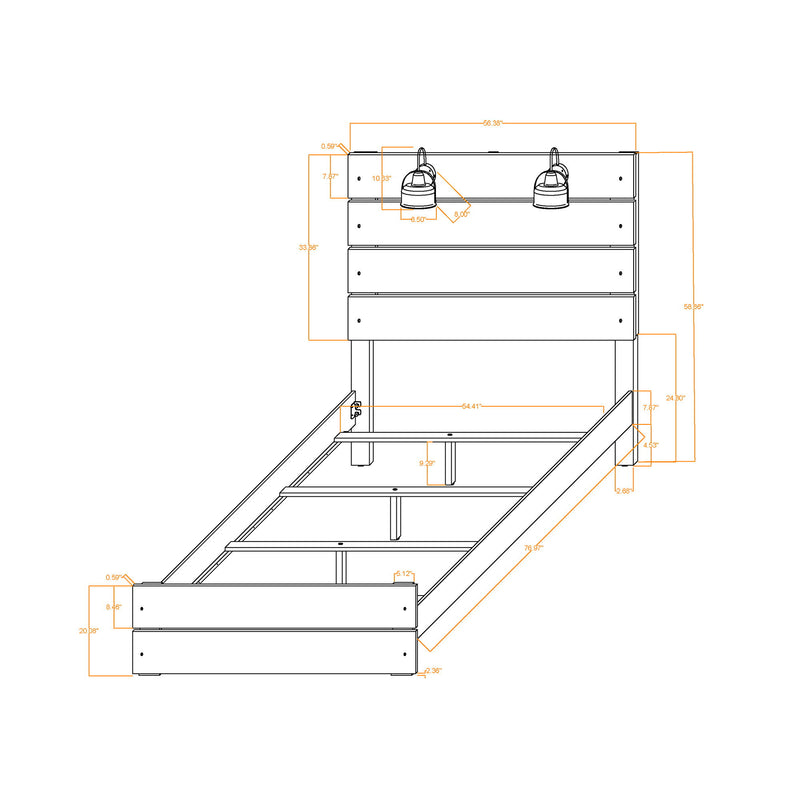 Monica - Full Bed With Panel And Slat Headboard - Dark Oak