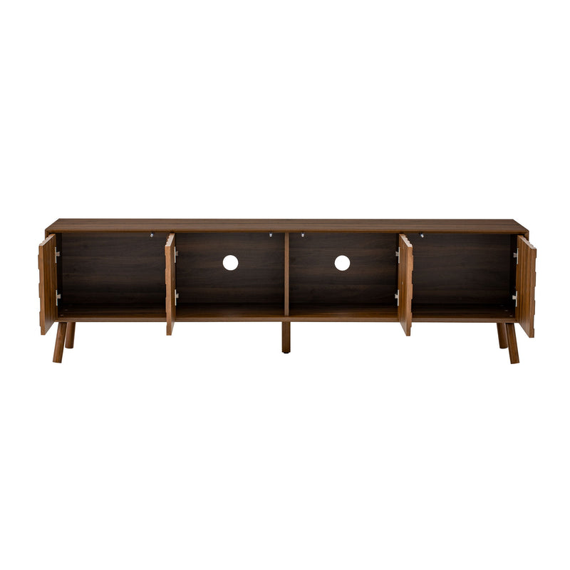 TV Stand With Soft Closing Hinges And Cable Management - Walnut