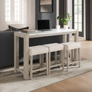 Vanilla - Real Marble Sofa Table With Power And 3 Stools - Beige / Natural