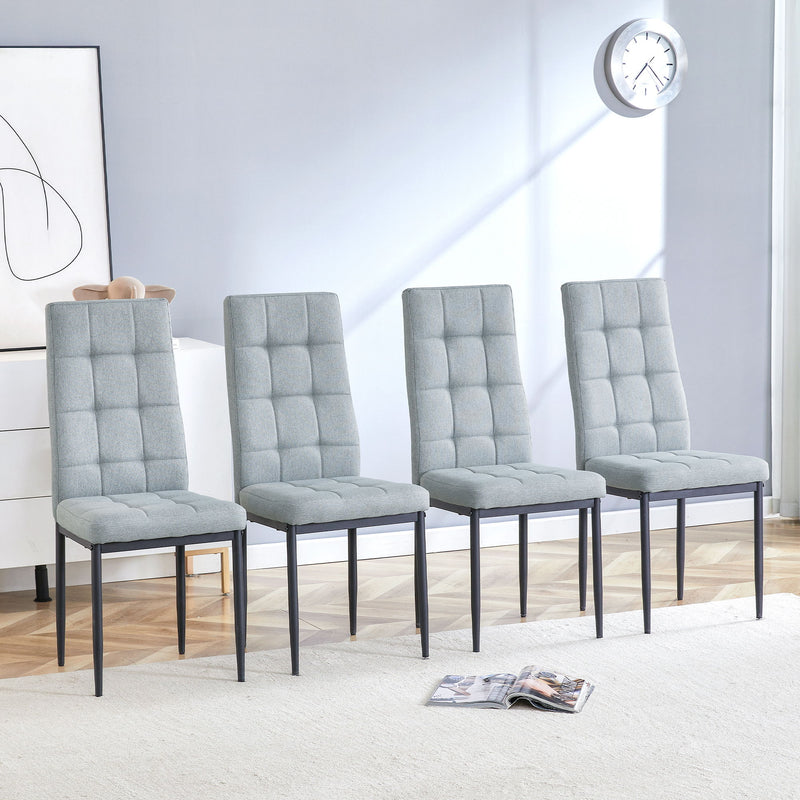 6 Piece Dining Table Set For 6, Table With V-Shaped Legs And 4 Upholstered Chairs & Bench, Modern Dining Room Set For Kitchen, Dining Room - Gray