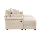Double Chaise Lounge Set With Reversible Storage Ottomans, USB Port