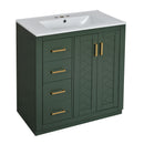 Ceramic Sink Combo, Freestanding Vanity Set With 3 Drawers & Soft Closing Doors