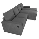 Convertible Sectional Sofa With Storage Chaise Lounges And USB Ports
