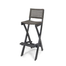 Outdoor Folding Acacia Wood Barstools With Rattan Backrest And Seat