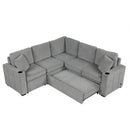 Sectional Sofa Convertible Pull-Out Sofa Bed With A Movable Storage Ottoman For Living Room