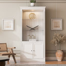 Retro Style Display Bookcase With Adjustable LED Ceiling Light And Tempered Glass Shelves - White