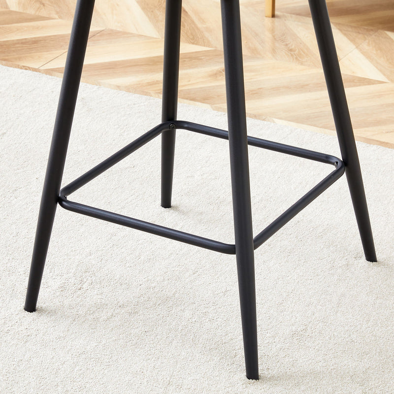 Modern Black Pu Bar Chair Rounded Backrest (Set of 2)