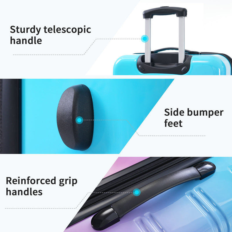 Hardshell Luggage Sets 3 Piece Gradient Color Expandable Suitcase With Spinner Wheels And Tsa Lock Lightweight 20" 24" 28" Available