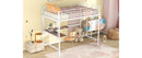 Full Loft Bed With Desk And Grid - White