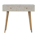 Floral Bone Console - Beige / White