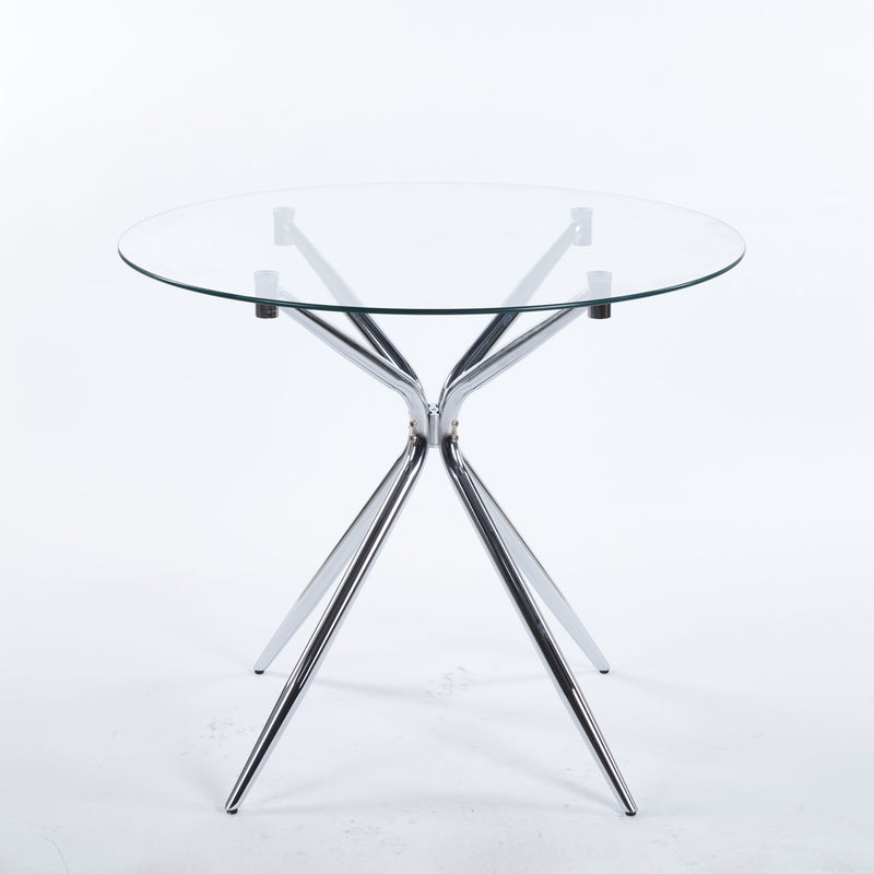 Compact Dining Table With Glass Top - Chrome
